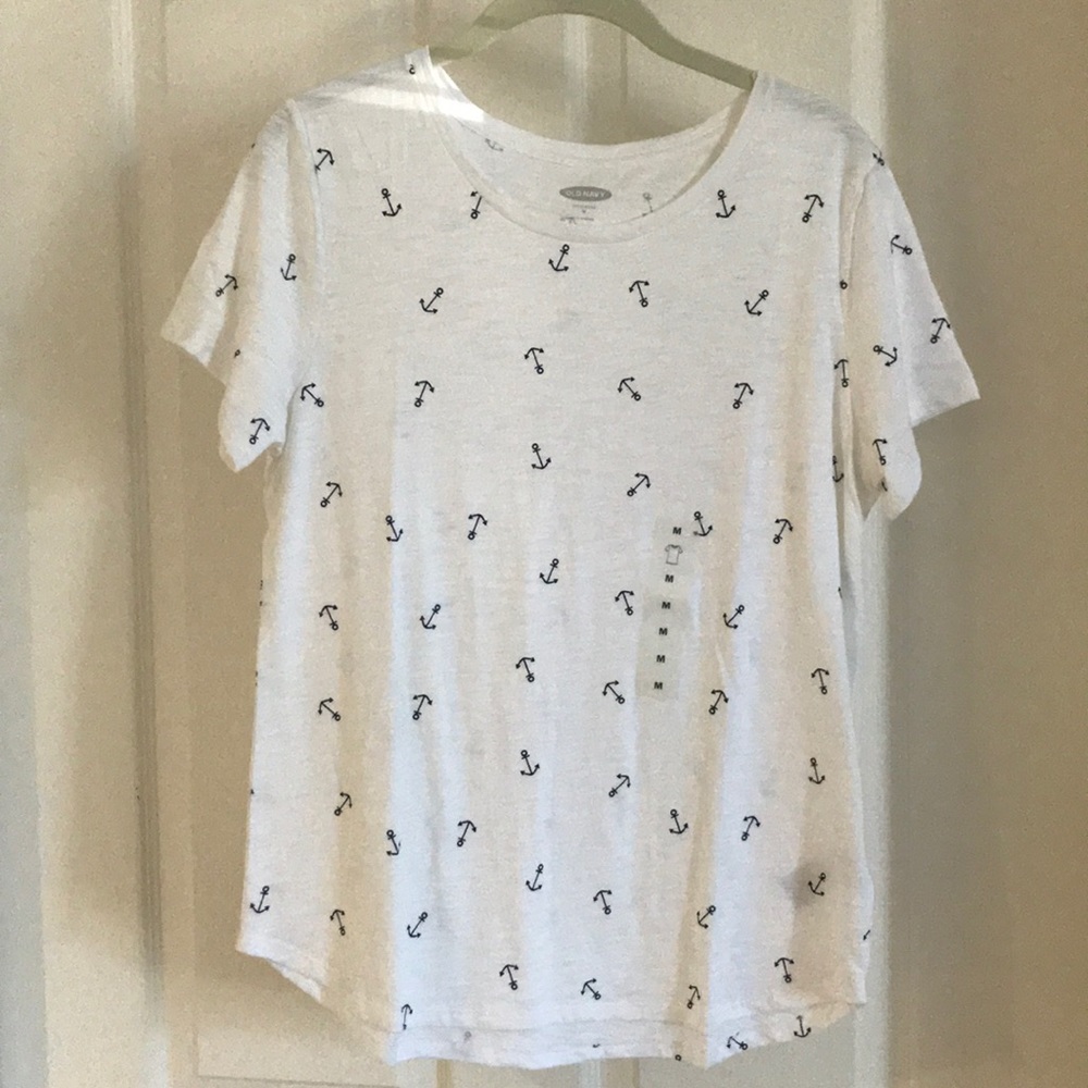 Old Navy White Anchor Tee